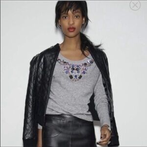 Halogen Jeweled 100% Cashmere Sweater in Gray Size Medium
